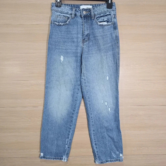 Vervet Size 25 High Rise Straight Leg Distressed Mom Jeans - Picture 1 of 9